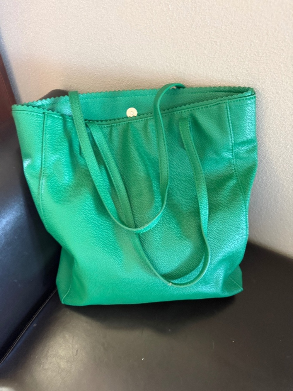 Green Faux Leather Tote